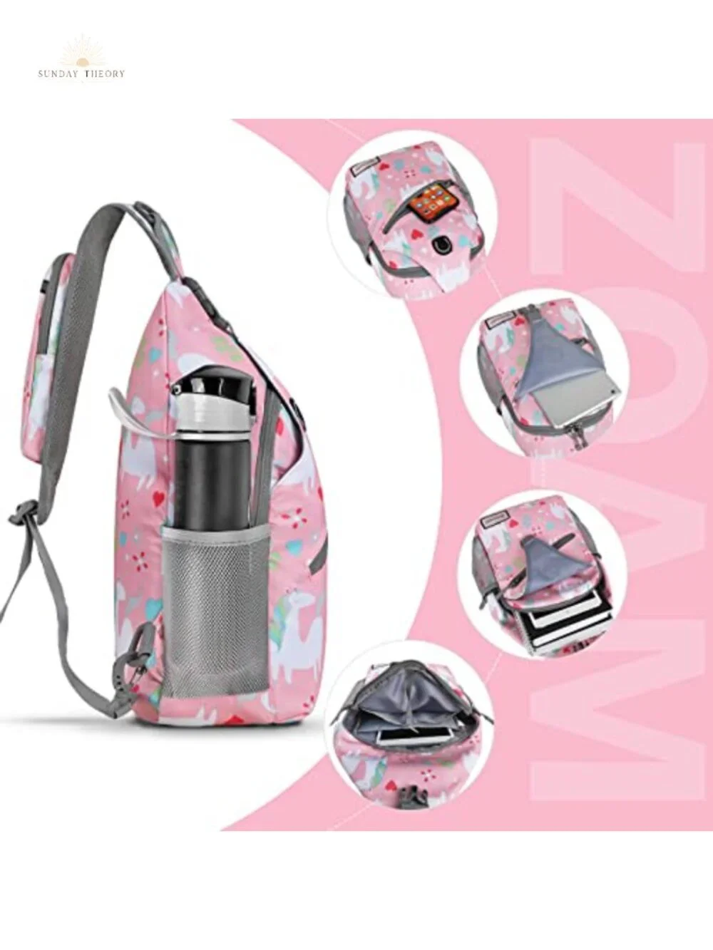 Water Resistant Nylon Sling Backpack for Travel Hiking Crossbody Daypack Anti